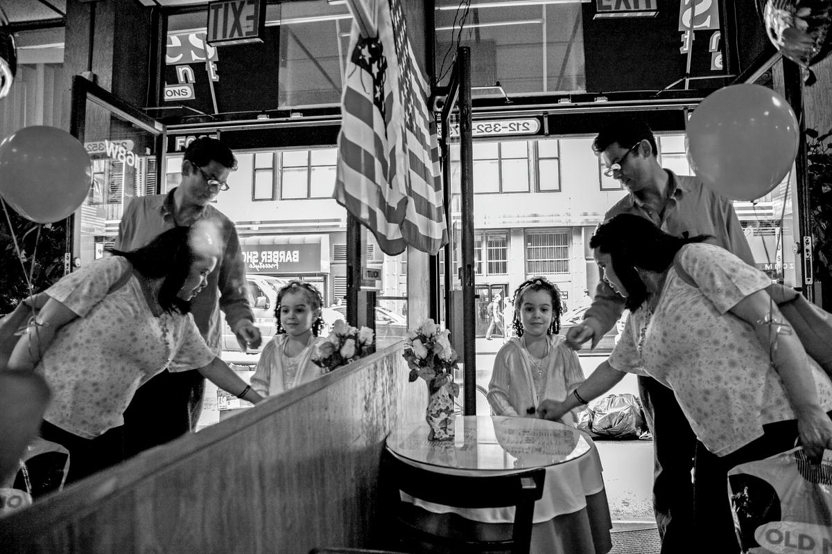 USA. NEW YORK. Reflection in a cafe. 2007.