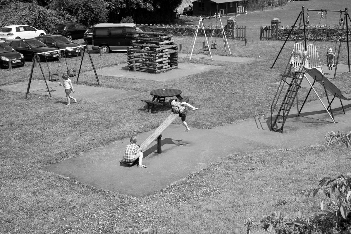 GB. WALES. Tintern. Children's playground attached to the village hall. 2014.