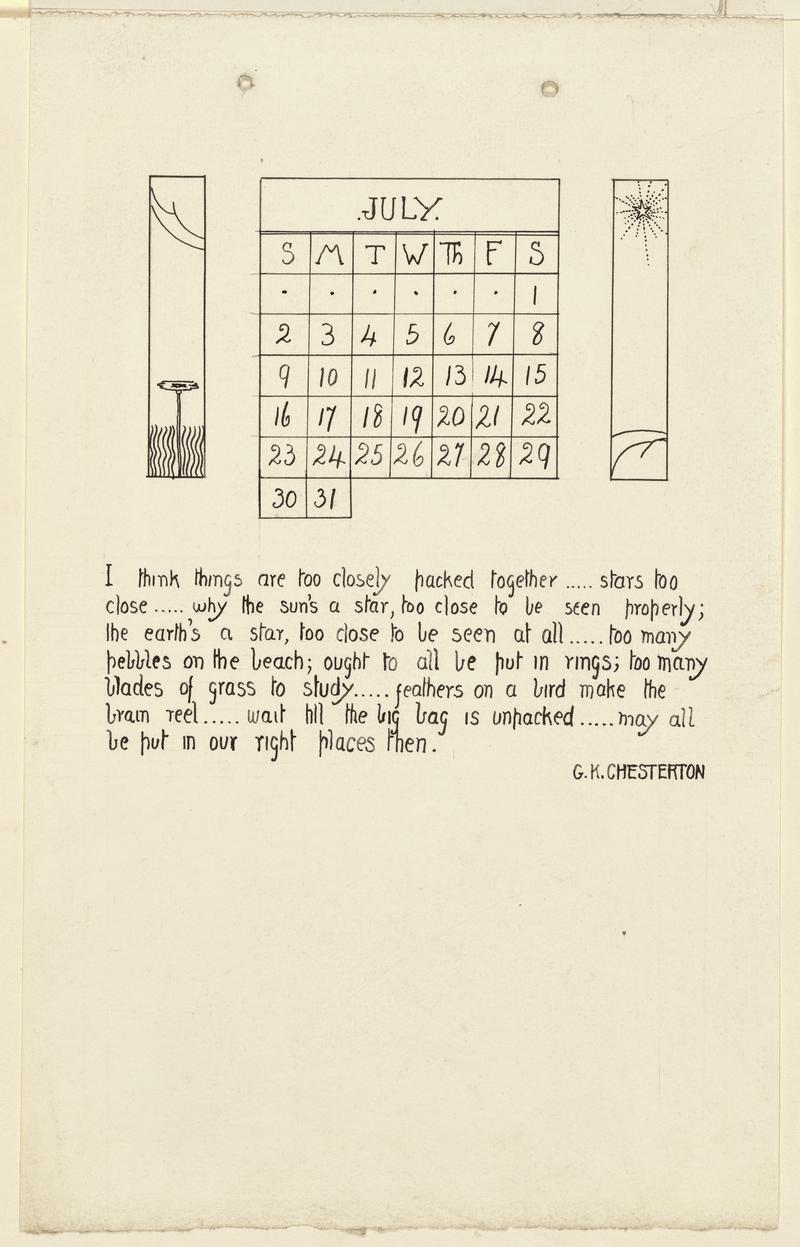 Calendar for July 1916