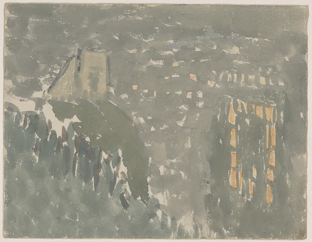 View of a town at night