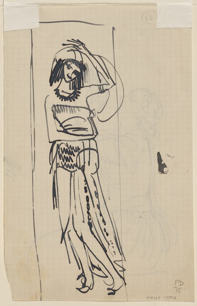 Seated Woman with Arms upraised