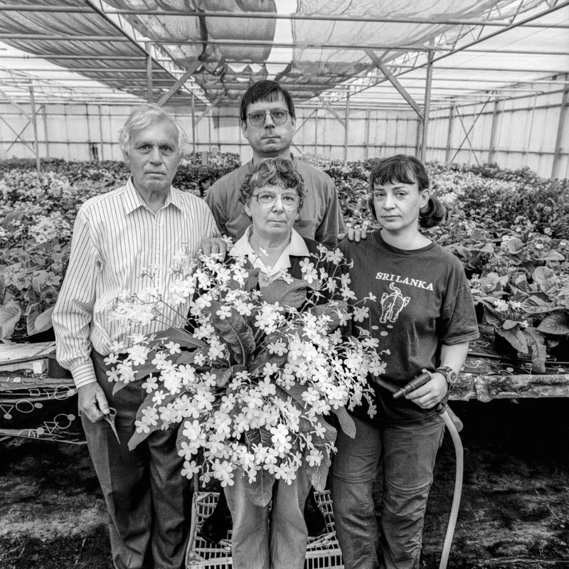 Rex, Cynthia, Gareth and Lynne Dibley. Photo shot: Dibley's nursery, Ruthin, 13th August 2002.