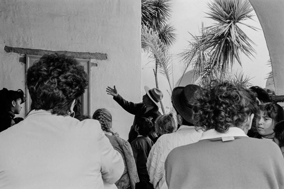 USA. CALIFORNIA. The Mission of San Juan Bautista. The local Ranger gives a witty but historically accurate lecture on the district. 1991.