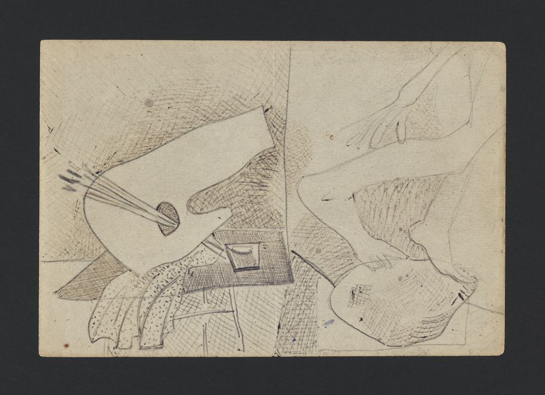 Sculptor in his studio - Accessioned work found inside back cover of Sketchbook NMW A 13716