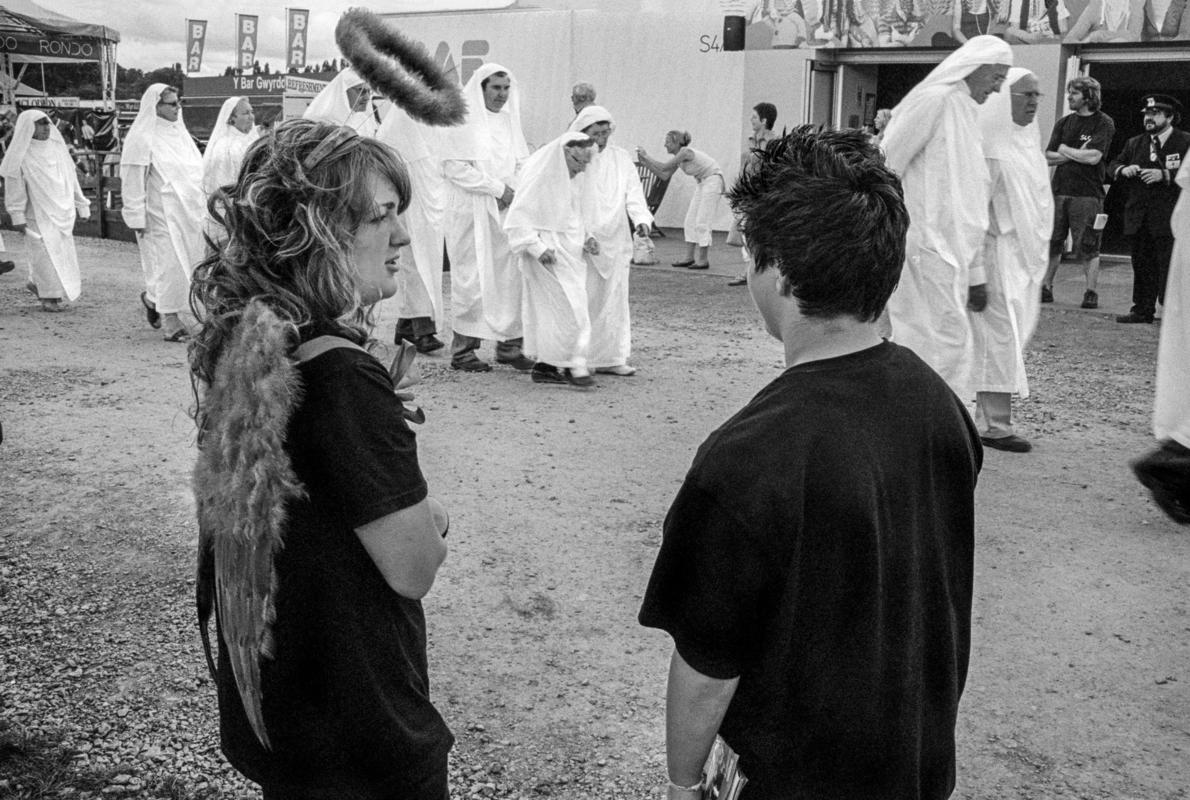 GB. WALES. Cardiff. Eisteddfod. The Gorsedd parade in front of visiting angel. 2008