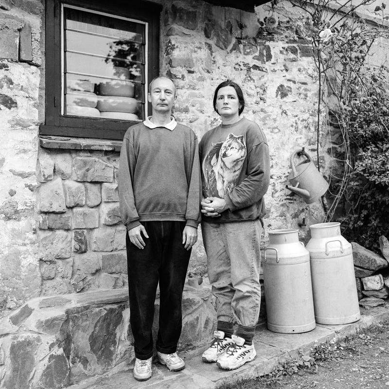 Mr & Mrs John Savage-Onstweder. Photo shot: Llandysul, 31st May 1999. JOHN SAVAGE- ONSTWEDER - Place and date of birth: Rotterdam 1949. Main occupation: Farmhouse Cheese Maker. First language: Dutch. Other languages: English. Lived in Wales: Since 1981. PATRICE SAVAGE - ONSTWEDDER - Place and date of birth: Rotterdam, 1958. Main occupation: Farmhouse Cheese Maker. First language: Dutch. Other languages: English. Lived in Wales: Since 1981.