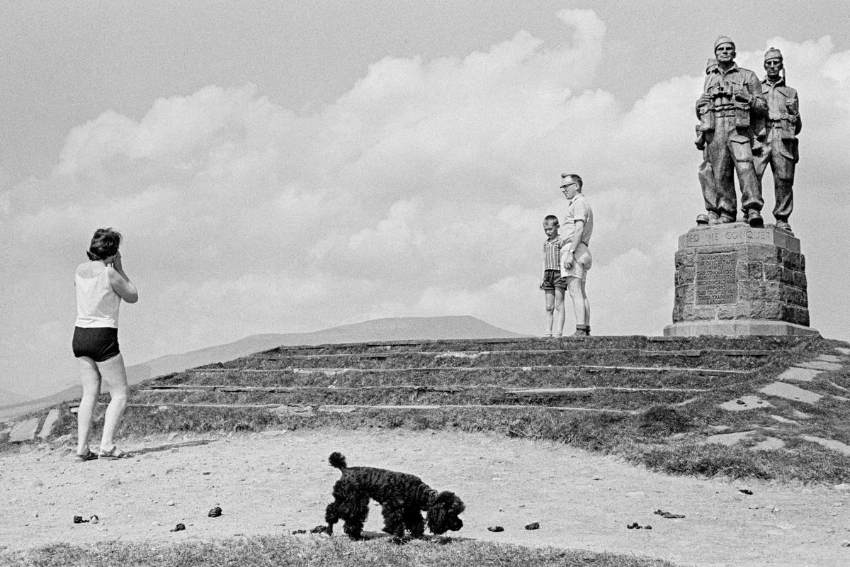 GB. SCOTLAND. The Commando Memorial is a Category A listed monument in Scotland, dedicated to the men of the original British Commando Forces raised during World War II. Situated around a mile from Spean Bridge village, it overlooks the training areas of the Commando Training Depot established in 1942 at Achnacarry Castle. 1967.