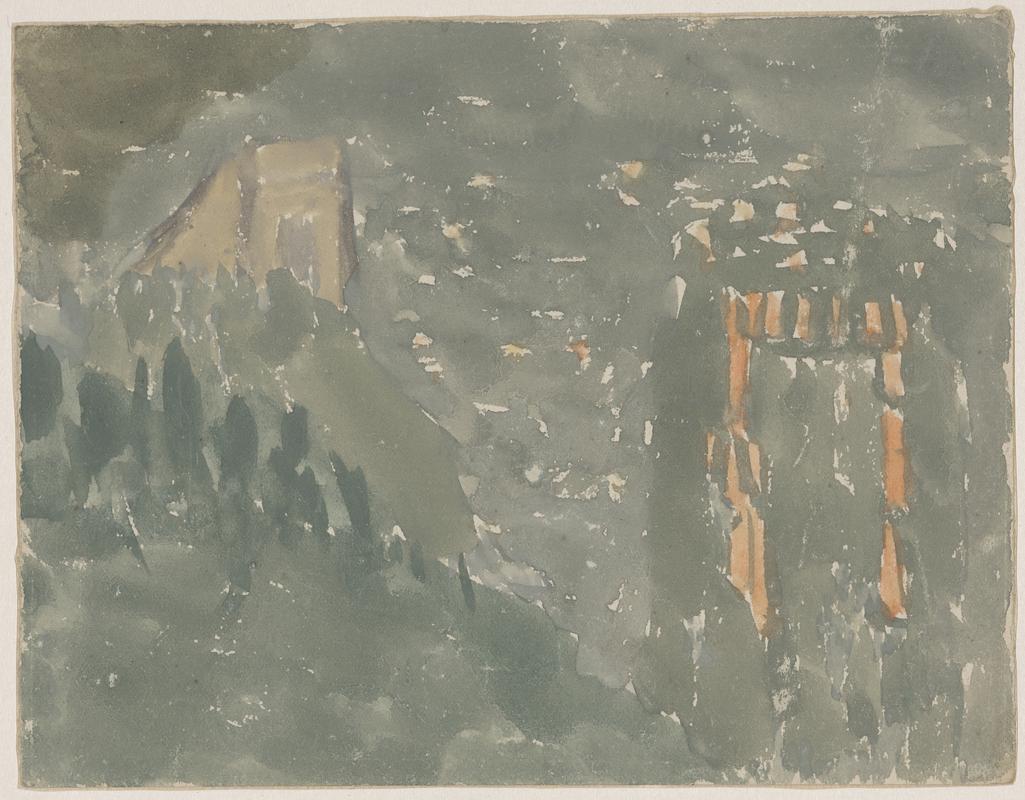 View of a town at night