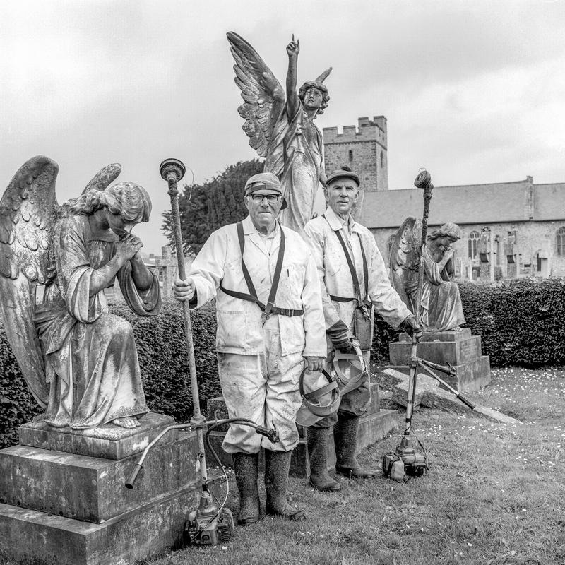 Les & George Adams. Photo Shot: Llandovery, 10th June 1996. LES ADAMS - Place and date of birth: Llandovery 1928. Main occupation: Retired Council Worker. First language: English. Other languages: None. Lived in Wales: Always. GEORGE ADAMS - Place and date of birth: Llandovery 1925. Main occupation: Retired Water board worker. First language: English. Other languages: None. Lived in Wales: Always.