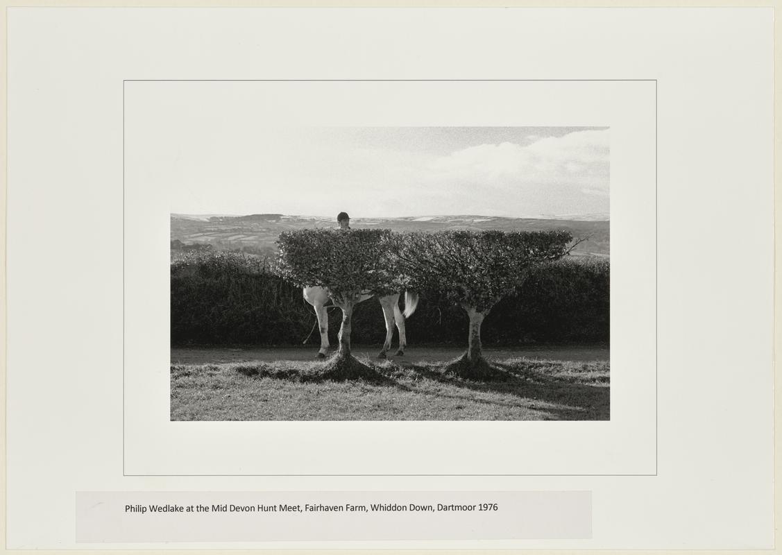 Philip Wedlake at the Mid Devon Hunt meet, Fairhaven Farm, Whiddon Down, Dartmoor, 1976