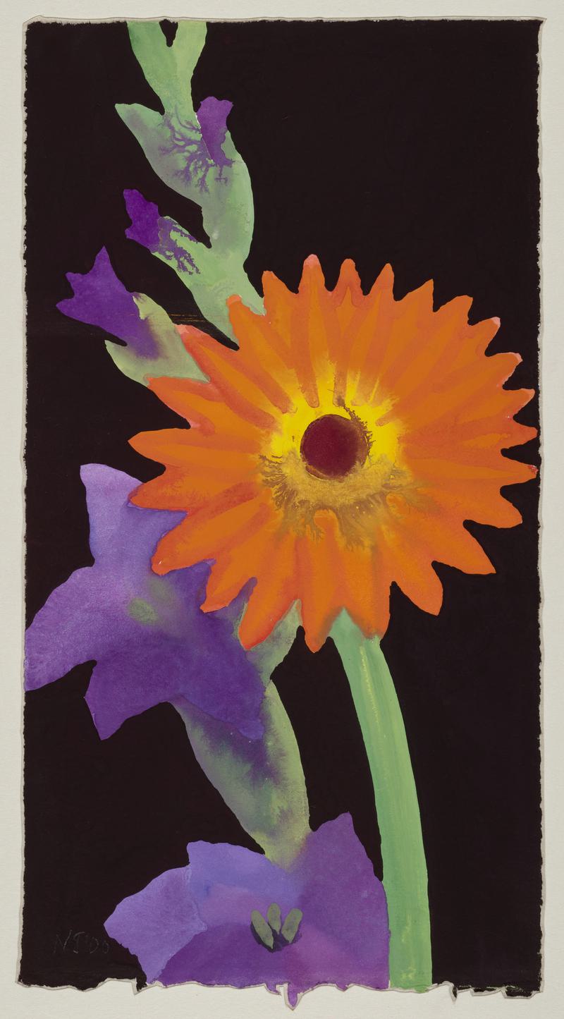 Orange Gerbera and Purple Gladioli