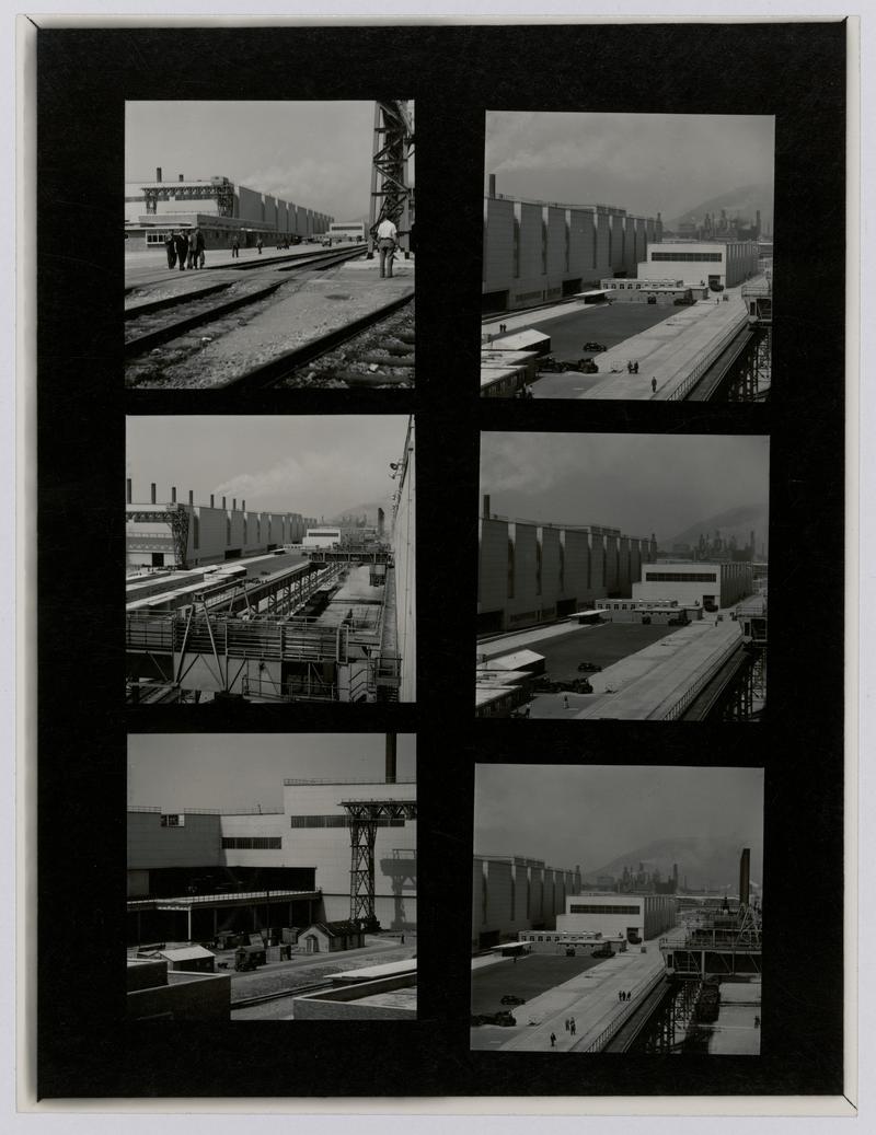 Printed Contact Sheet of Medium Format (60mm x 60mm - 120 Film) Negatives. Photographs of steelworks and South Wales