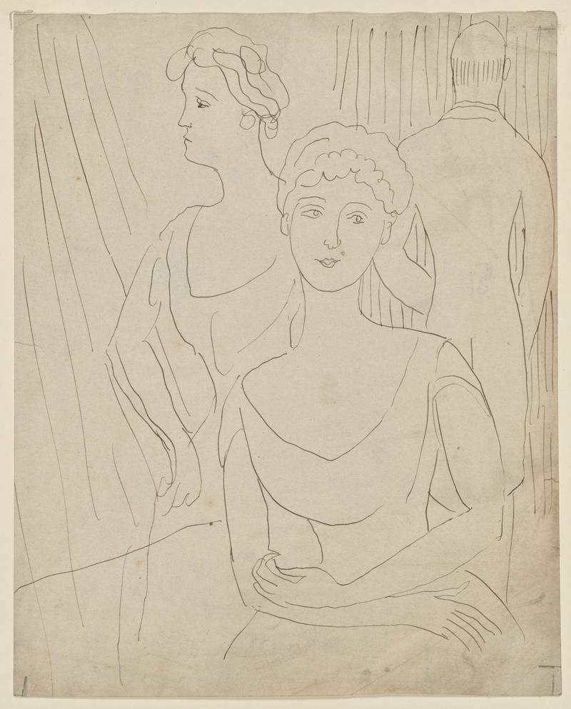 Two Women and A Man in Evening Dress