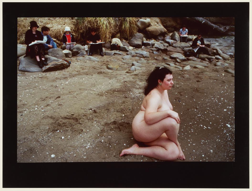 A drawing class at Ladies Bay an Auckland nudist beach. New Zealand