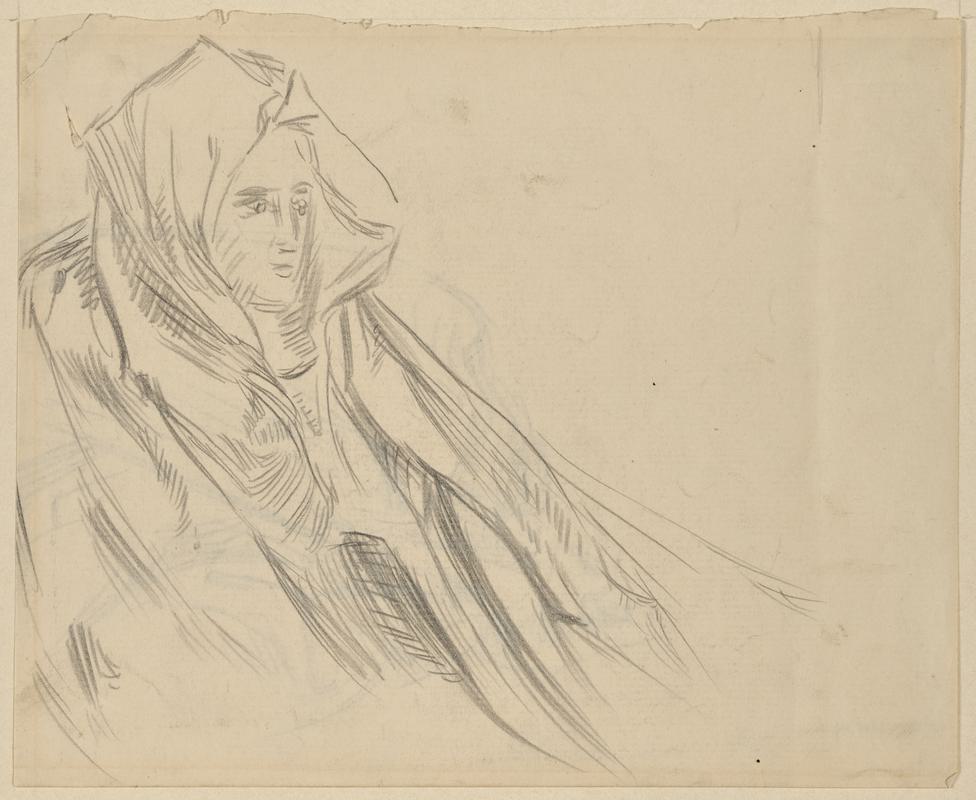 Seated Man wearing a Hood