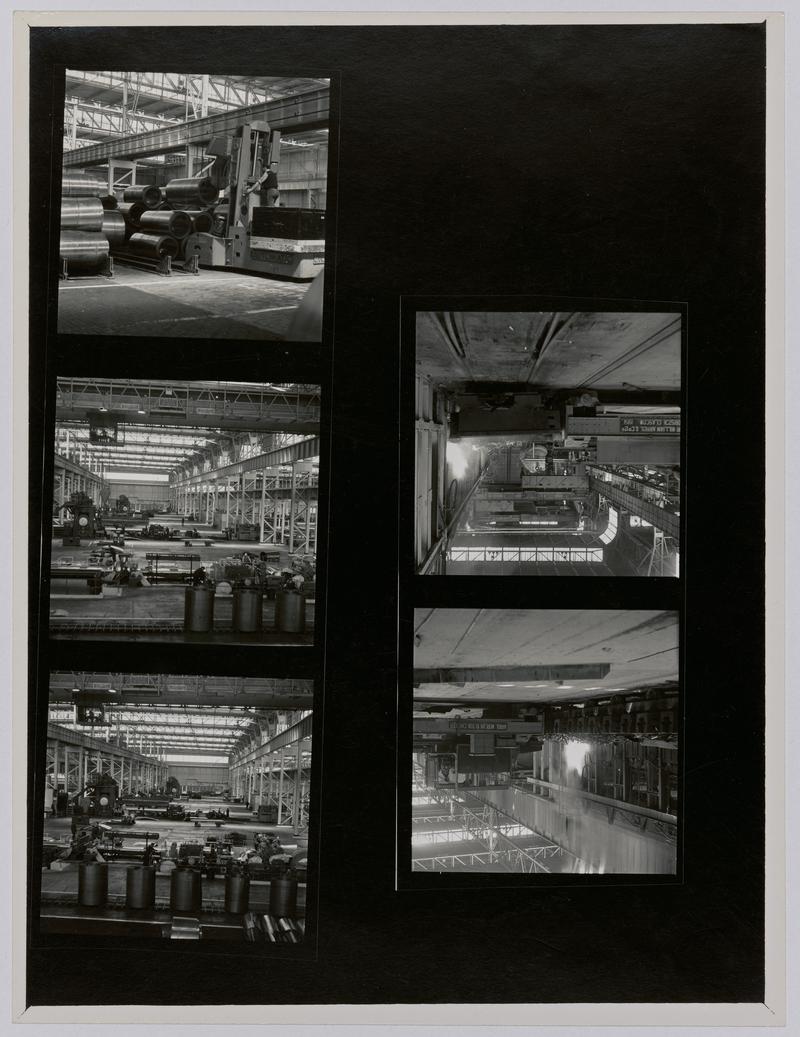 Printed Contact Sheet of Medium Format (60mm x 60mm - 120 Film) Negatives. Photographs of steelworks and South Wales