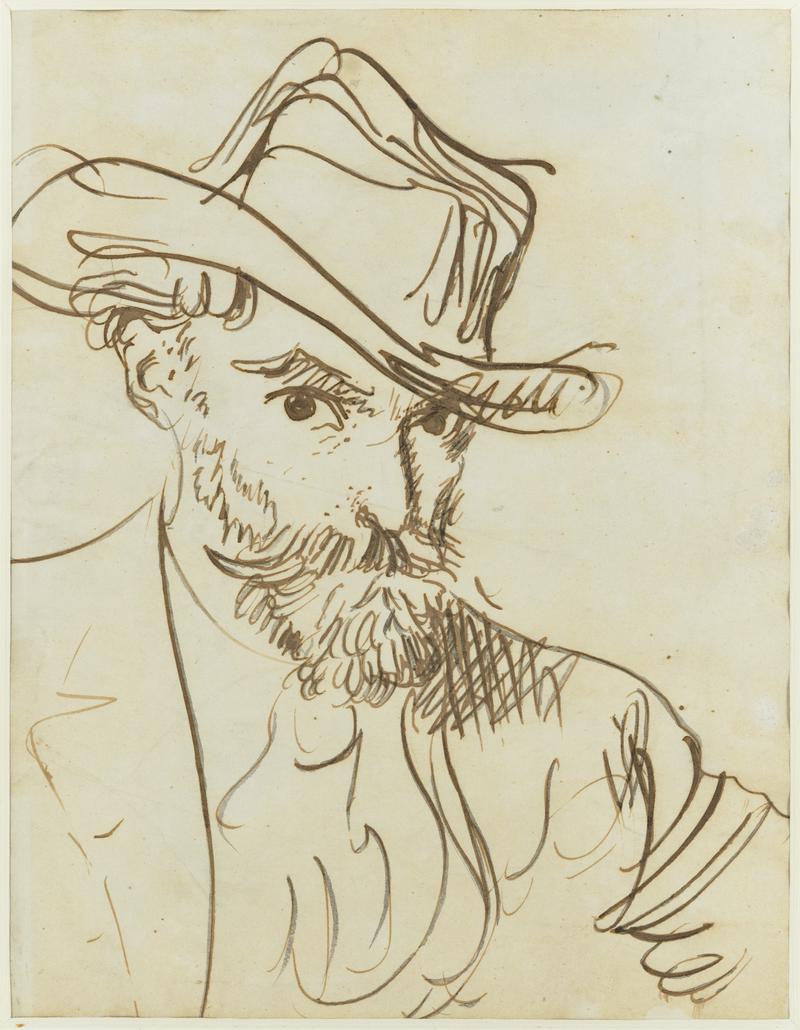 Self portrait wearing a wide brimmed hat