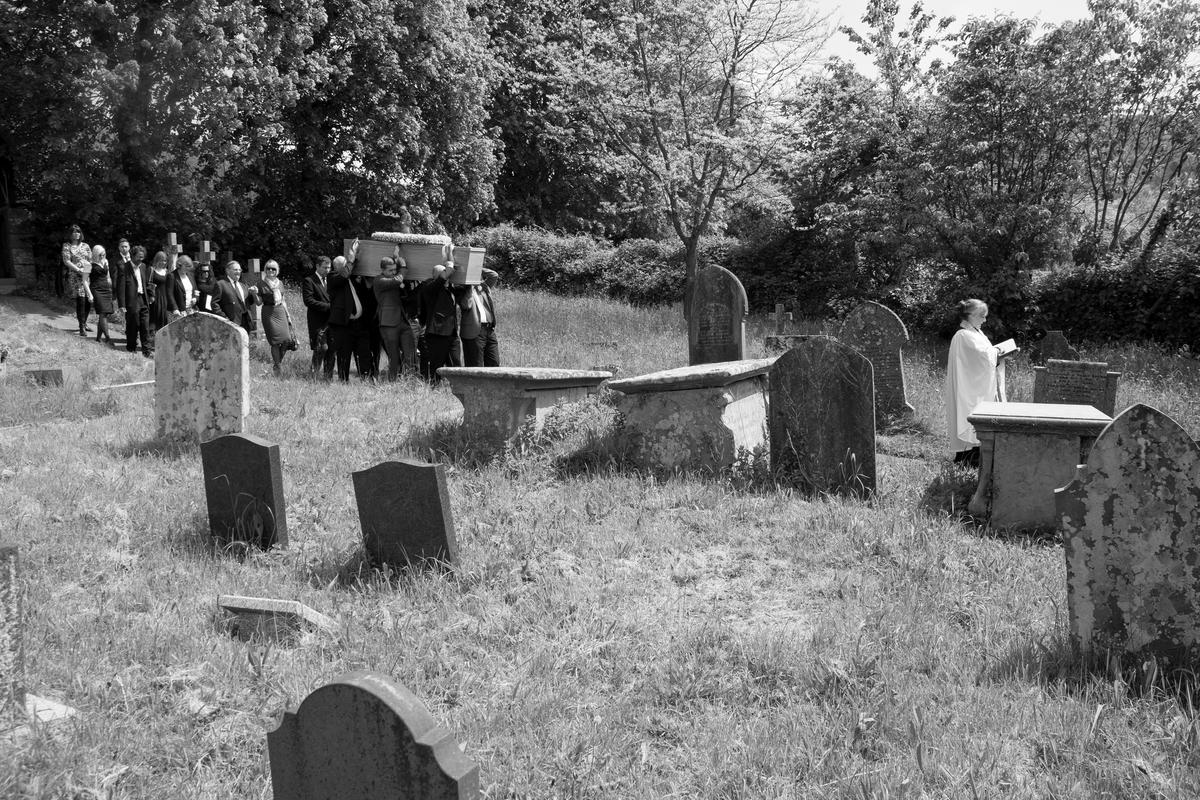 GB. WALES. Tintern. Funeral of John Christopher Allen at St Michael's church. 2014.