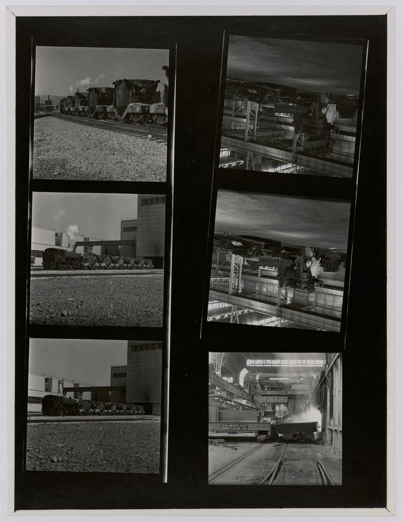 Printed Contact Sheet of Medium Format (60mm x 60mm - 120 Film) Negatives. Photographs of steelworks and South Wales