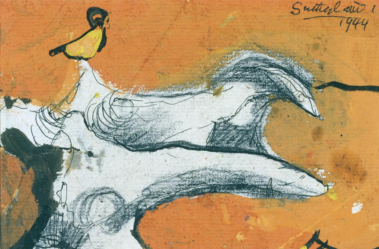 Study for horned form with bird