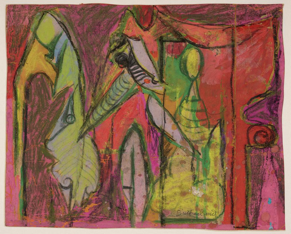 Study for Tapestry - Figure and banana leaves