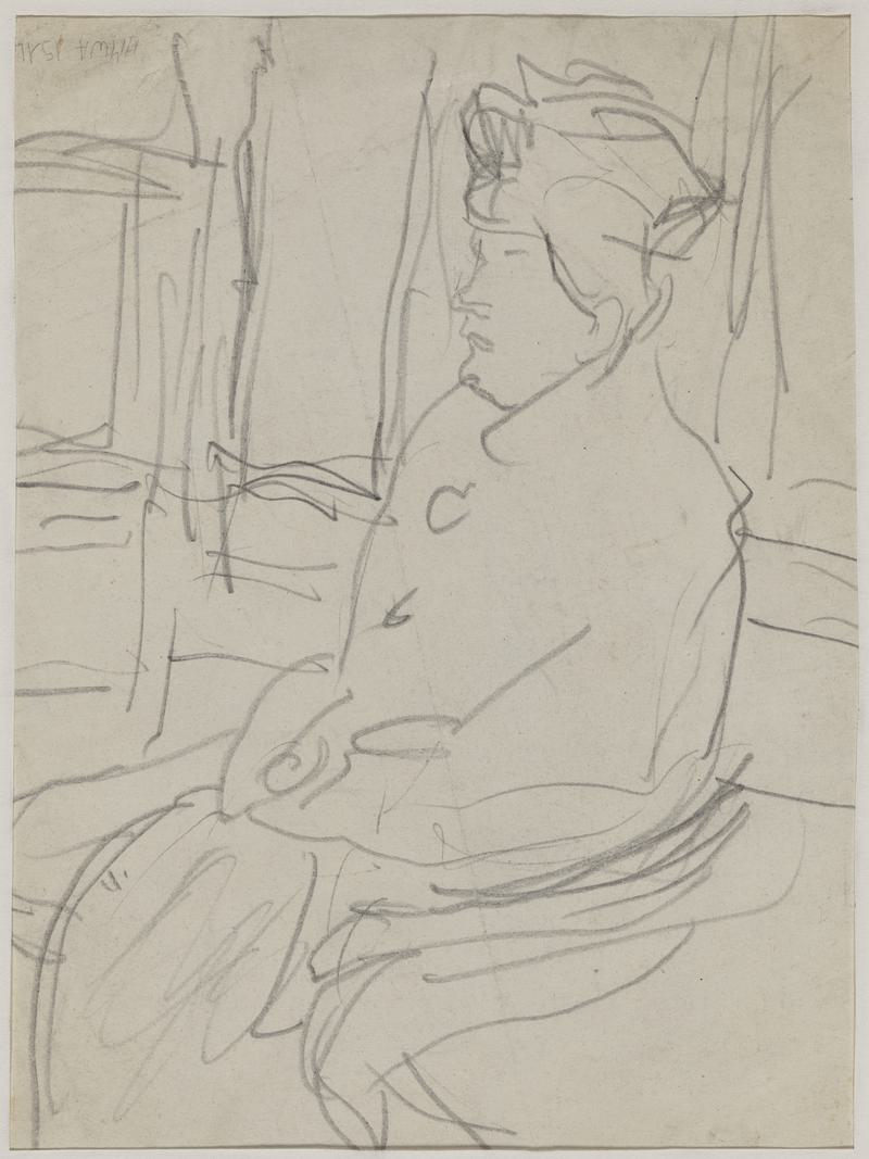 Woman seated with umbrella