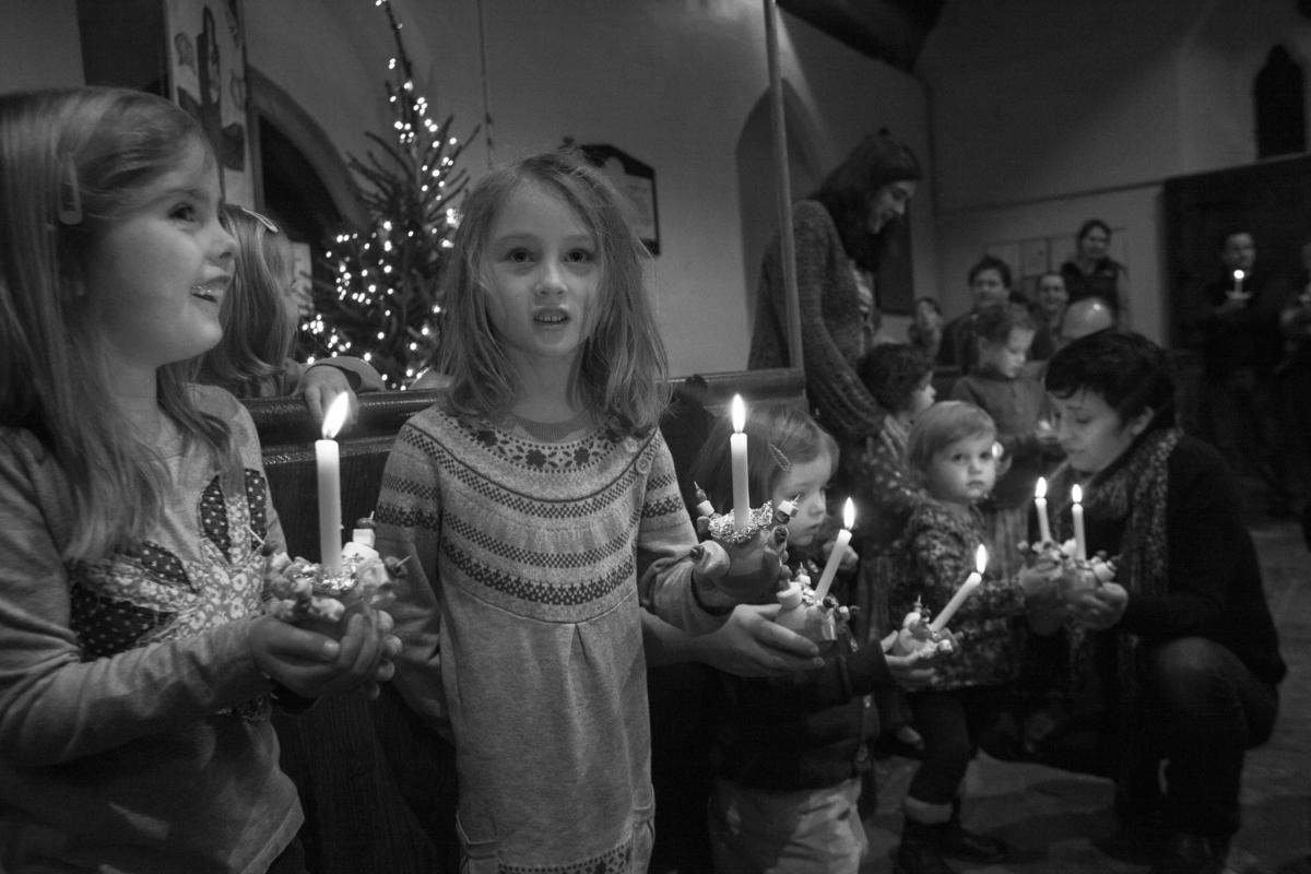 GB. WALES. Tintern. Christingle Service in St Michael's church. 2012.