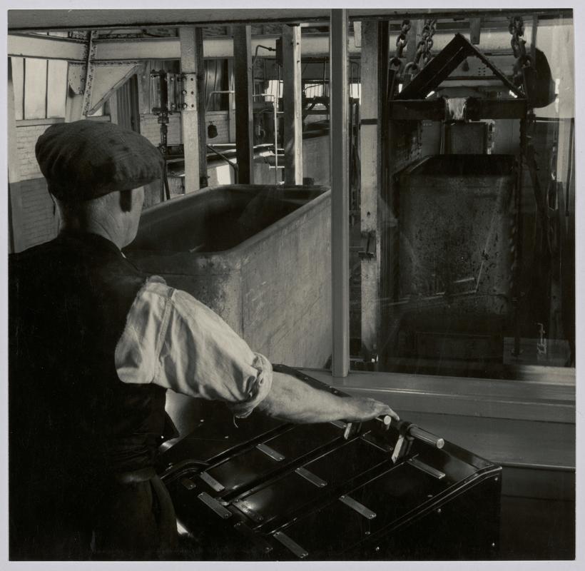 "Pit Top, automatic wagon handling" - Photograph of steelworks and South Wales