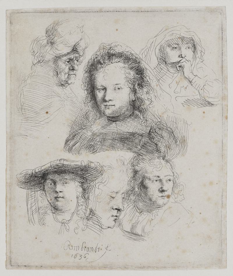 Studies of the Head of Saskia and Others