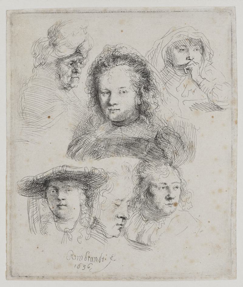 Studies of the Head of Saskia and Others