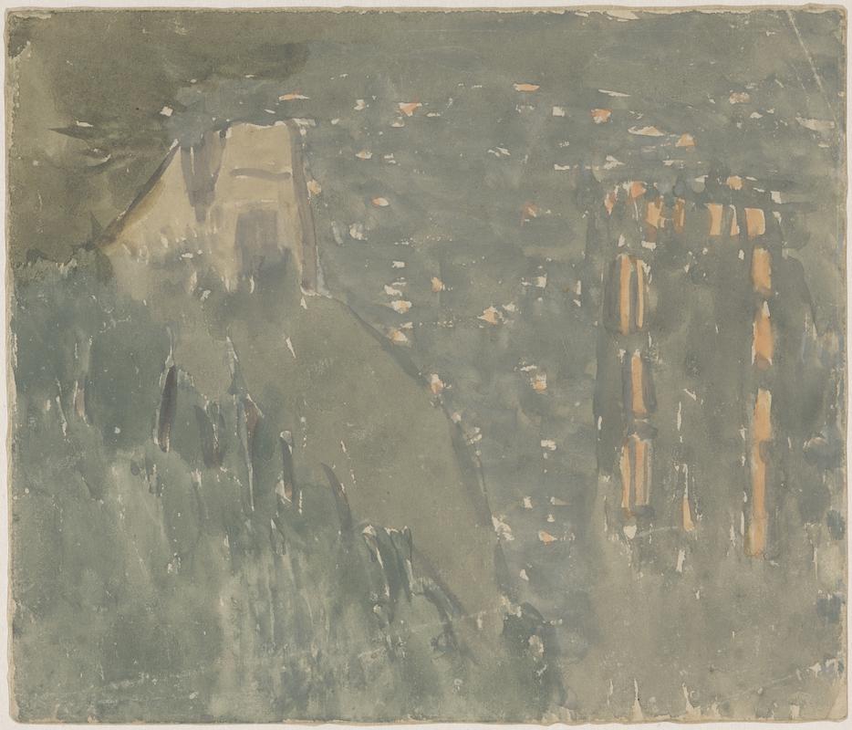 View of a town at night
