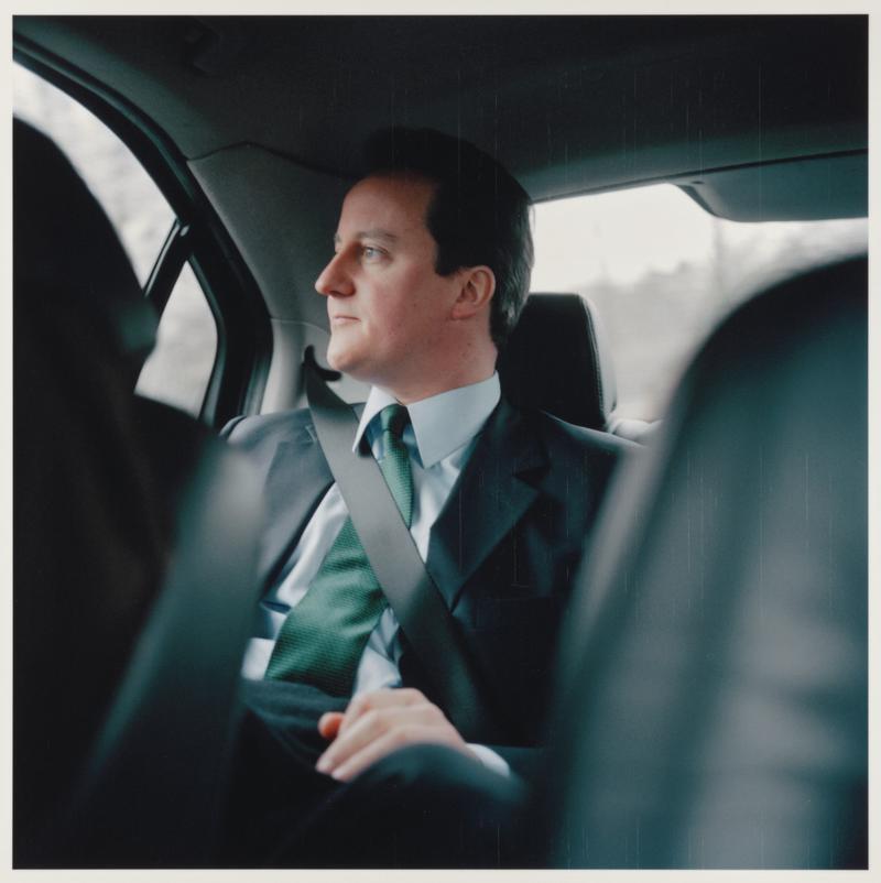 During a visit to the damaged Buncefield Oil Refinery in Hemel Hempstead. Cameron drives to meet local politicians