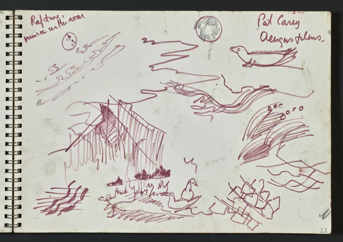 Llyfr brasluniau: Llong Dona Marika ar greigiau, Grassholm, Kestrel Bay, Traeth Mawr, Tarus y morlo