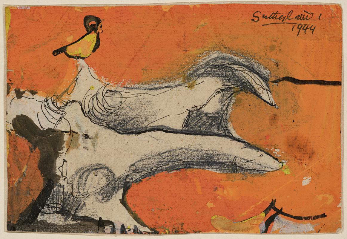 Study for horned form with bird