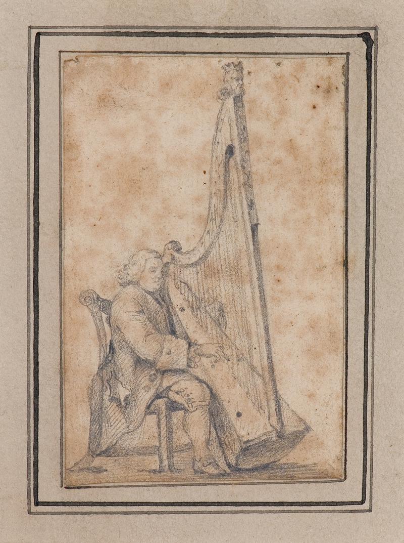 John Parry playing the harp