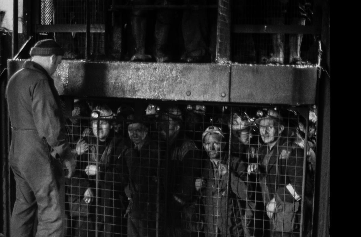 GB. WALES. Rhondda Valley, miners comming up in the cage at the end of a shift. 1972.