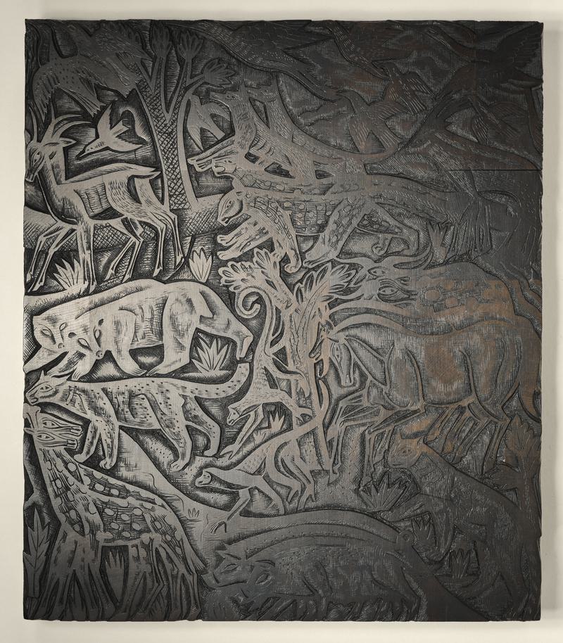 Animals approaching the Ark, Wood Block - Printing Block