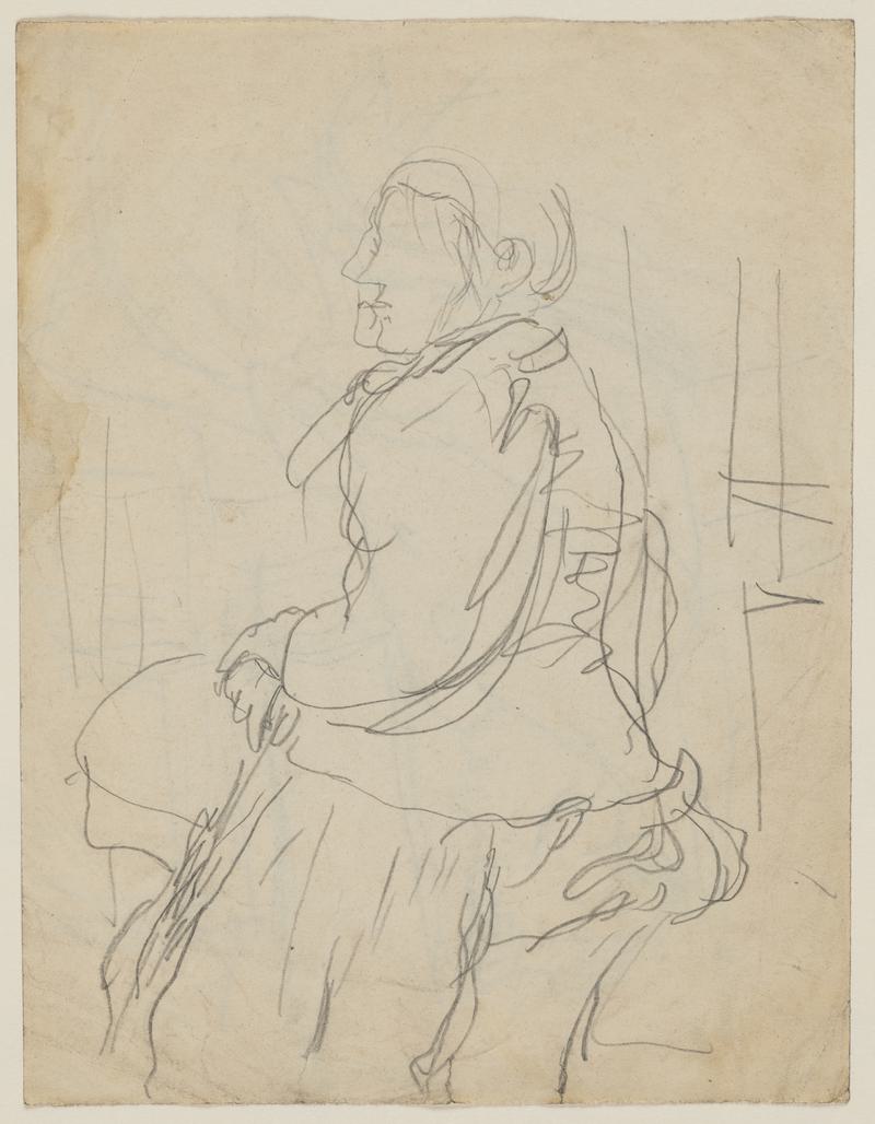 Woman seated with an umbrella