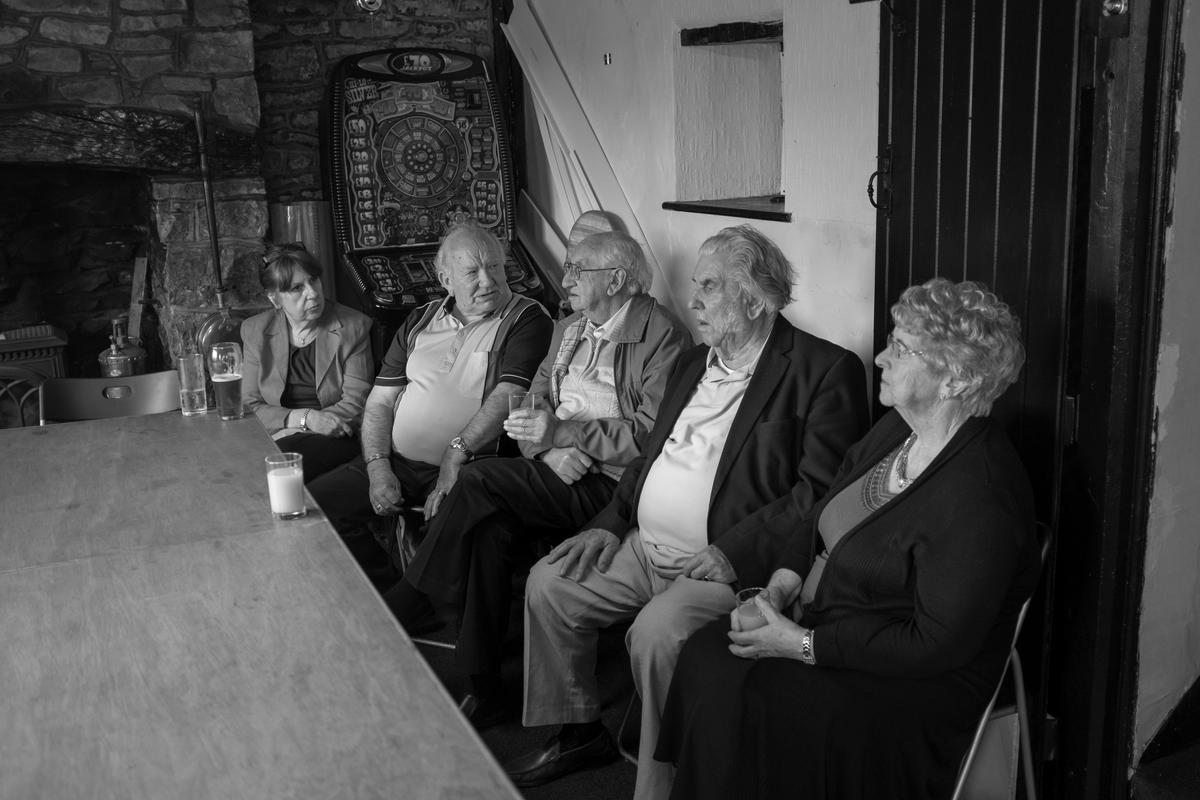 GB. WALES. Tintern. Rose & Crown pub. Twenty ex-pupils of Tintern school meet for a reunion. 2014.