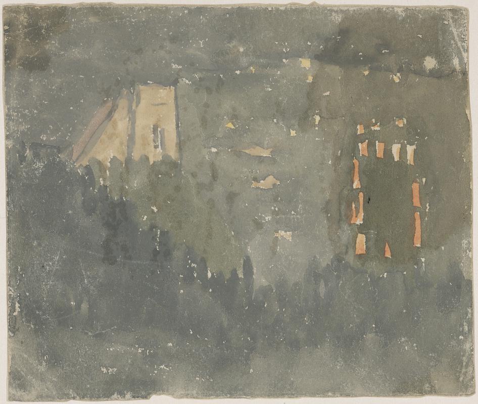 View of a town at night