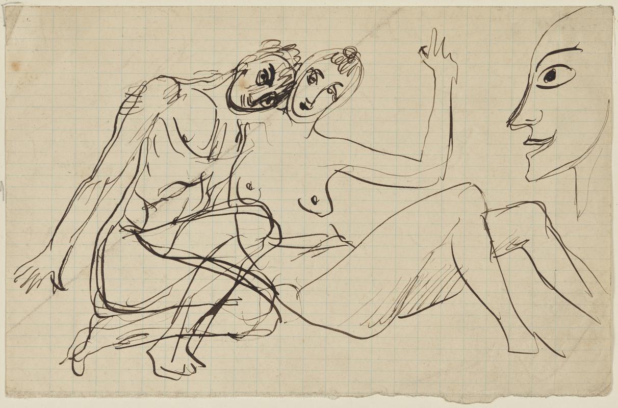 Reclining Woman and Kneeling Man